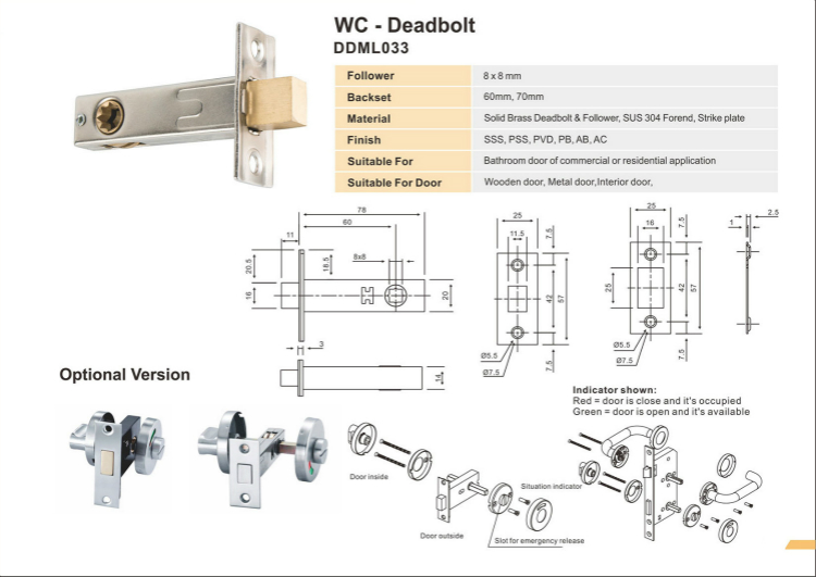 WC-Deadbolt-D & D الأجهزة
