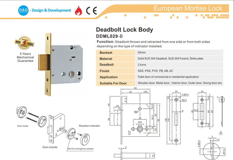 Deadbolt Lock Body-D & D الأجهزة