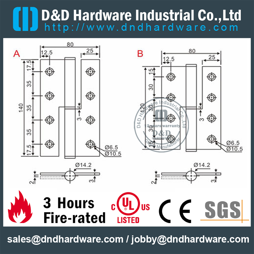 مفصلة دافق حديثة SS304 للأبواب المعدنية- DDSS028-B