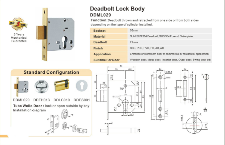 Deadbolt Lock Body-D & D الأجهزة