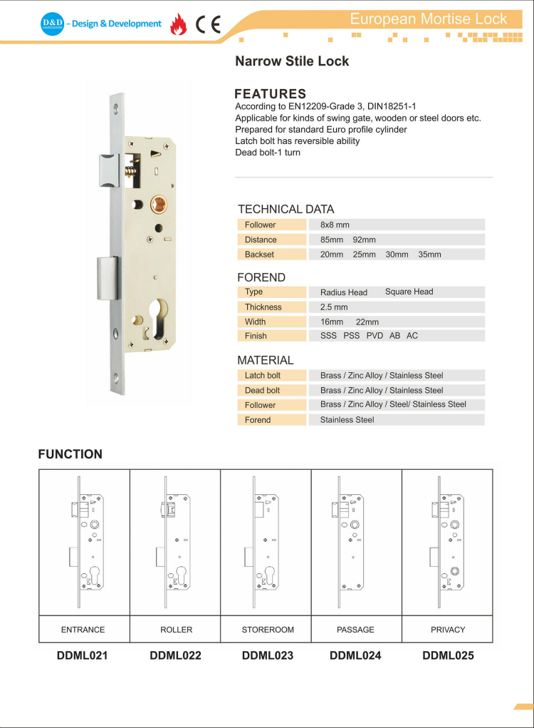 قفل القفل ذو الرأس المربع / المستدير- DDML023