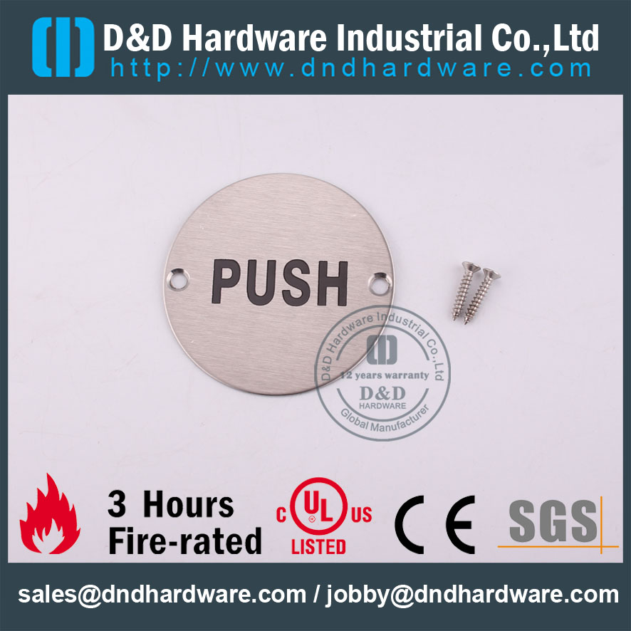 D & أمبير ؛ D الأجهزة الفولاذ المقاوم للصدأ 201 جولة PUSH لوحة التوقيع DDSP009-B