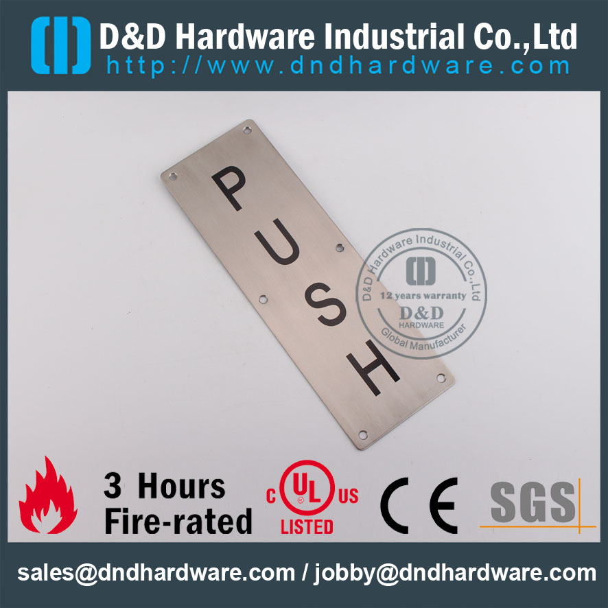 D & أمبير ؛ D الأجهزة الفولاذ المقاوم للصدأ باب عمومي PUSH لوحة DDSP004