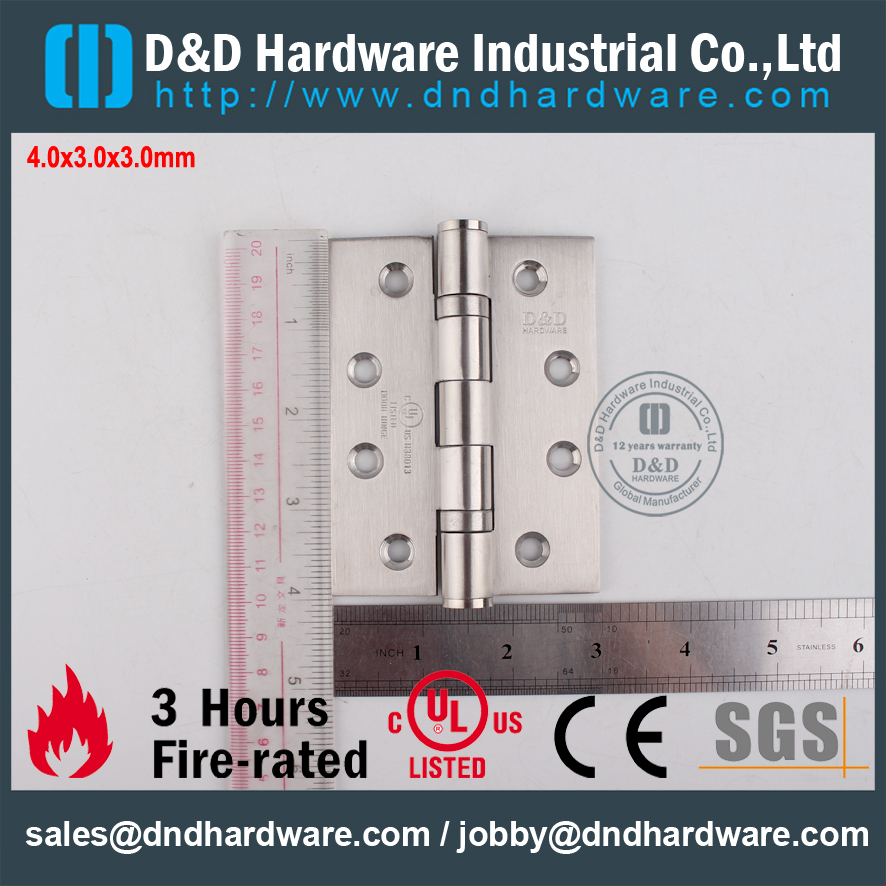 SS304 حريق تصنيف UL 2BB المفصلة- DDSS001-FR-4x3x3.0mm