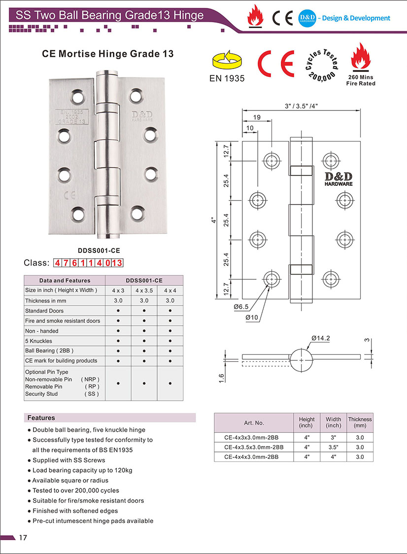 CE Mark Door Hinge-D & D الأجهزة