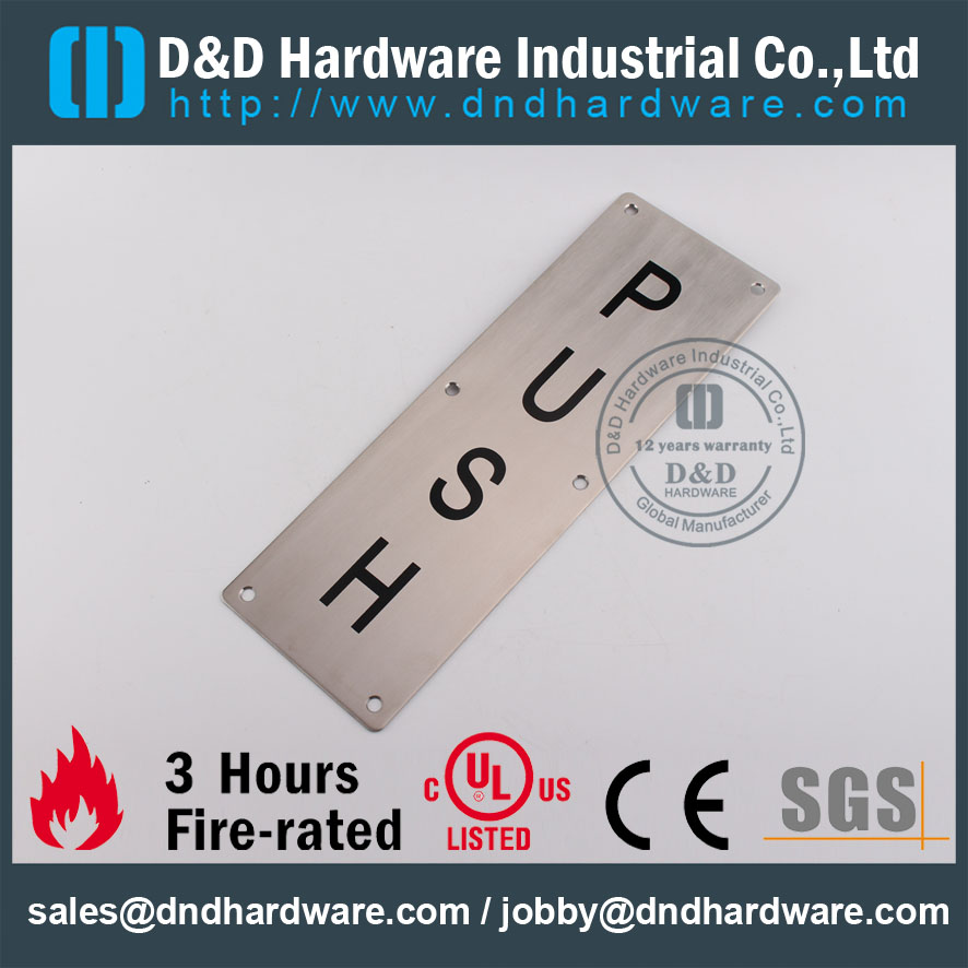 الفولاذ المقاوم للصدأ 304 PUSH لوحة 100x300mm للأبواب الخشبية الخارجية --DDSP004