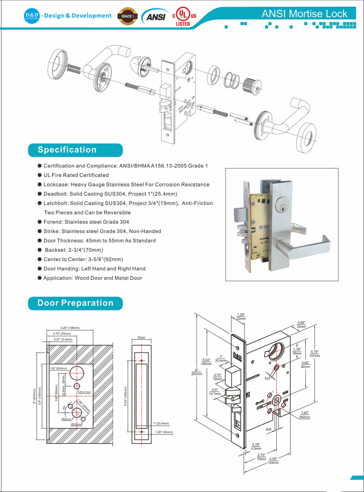 ANSI Purtise Lock-D & D Hardware (2)