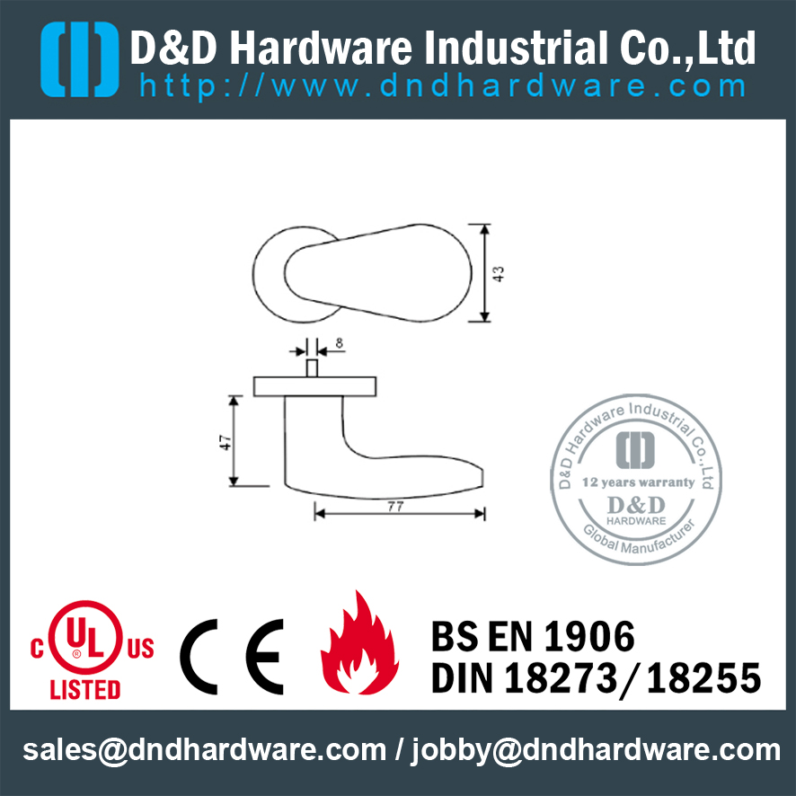 مقبض الباب SUS316 برأس التصميم الصلب للباب الخارجي - DDSH061