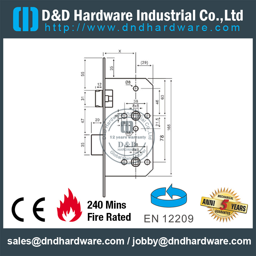 CE SS304 قفل باب الحمام- DDML012