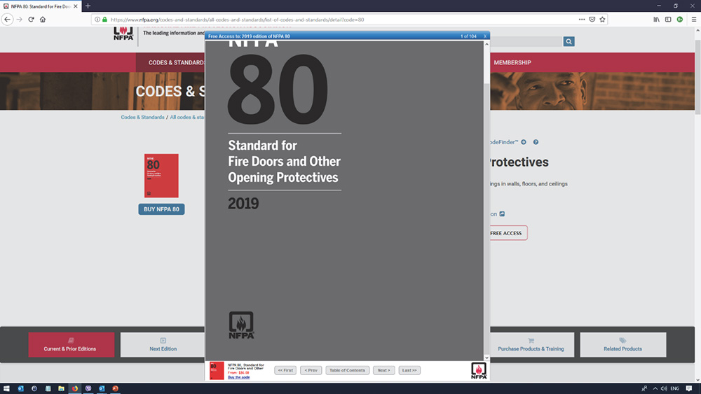 متطلبات باب النار NFPA80
