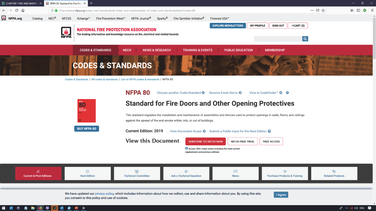 متطلبات باب النار NFPA80