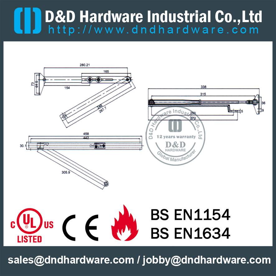 سبائك الألومنيوم سلامة Y نوع الباب أوثق للباب المعادن ، DDDC-20A