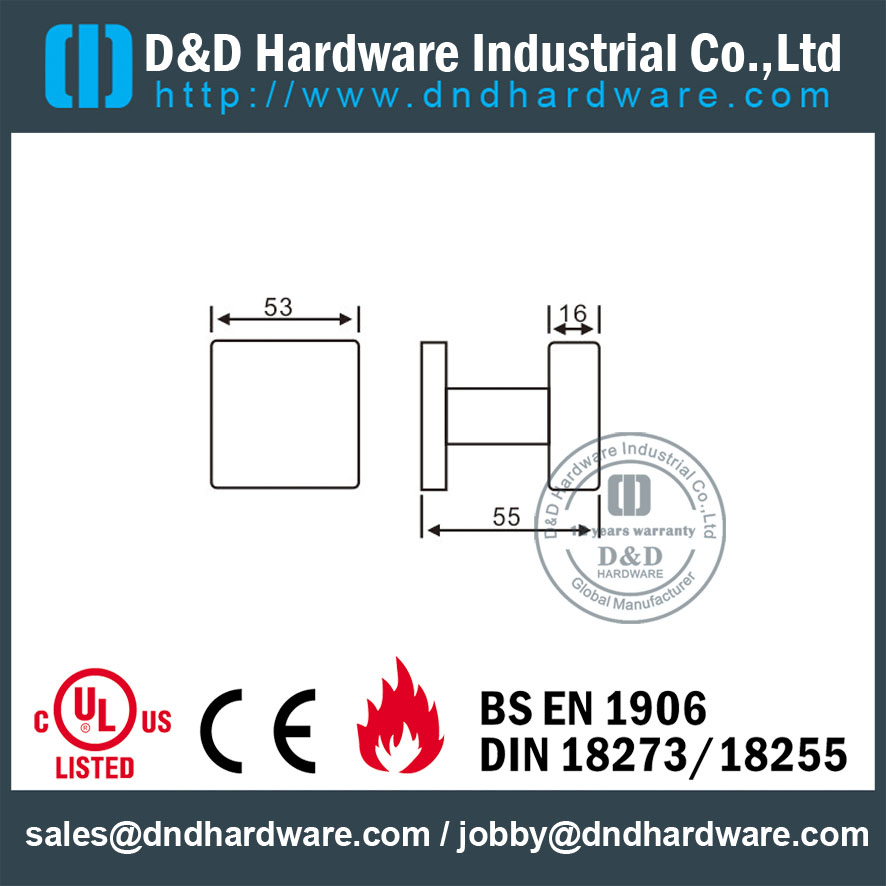 الصف 316 مجوف مربع الشكل الداخلي الباب مقبض للحمام Doors-DDTH030