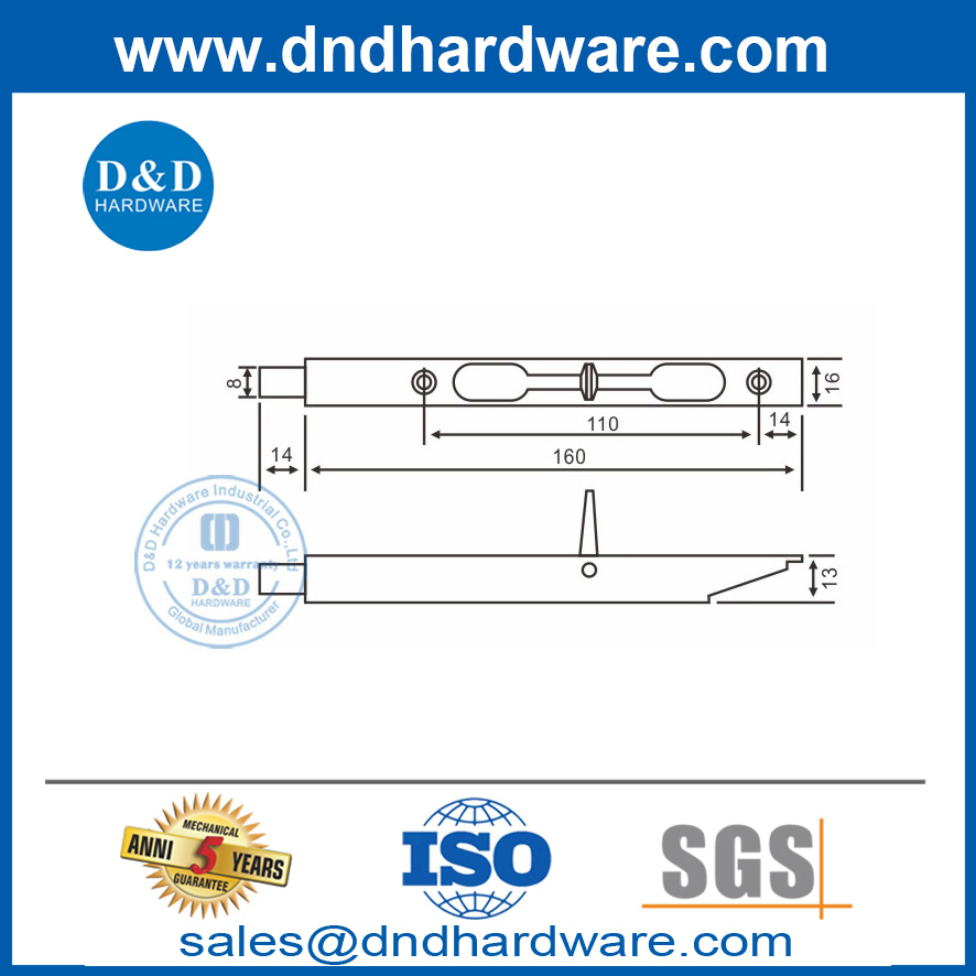 الأمن الحديث الفولاذ المقاوم للصدأ مخفي مربع نوع فلوش الباب الترباس- DDDB007