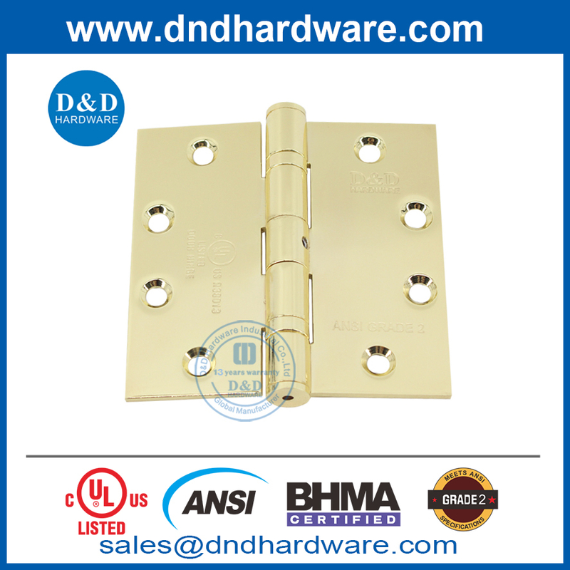 الوزن القياسي ANSI BHMA مصقول النحاس NRP مفصلات الفولاذ المقاوم للصدأ-DDSS001-ANSI-2-4.5x4.5x3.4