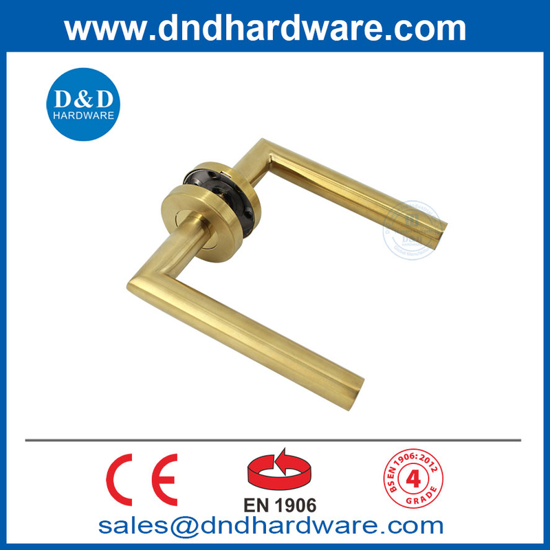 EN1906 SATIN BRASS DESIGN OEM SS304 Interior Lever Door Handled-DDTH003