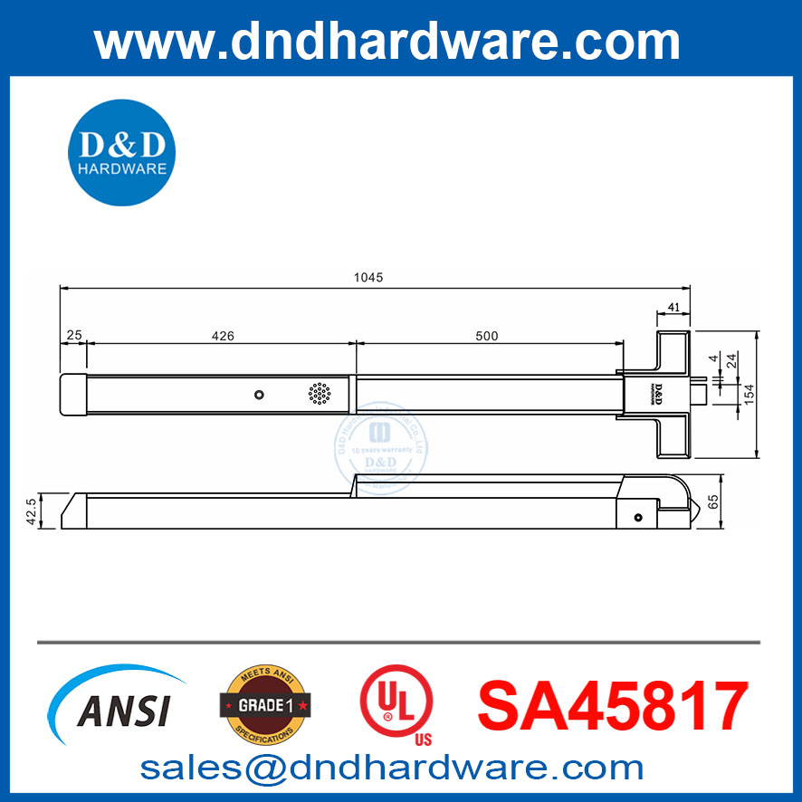 الفولاذ المقاوم للصدأ ansi ul panic hardware وظيفة الانبهار دفع شريط ddpd029