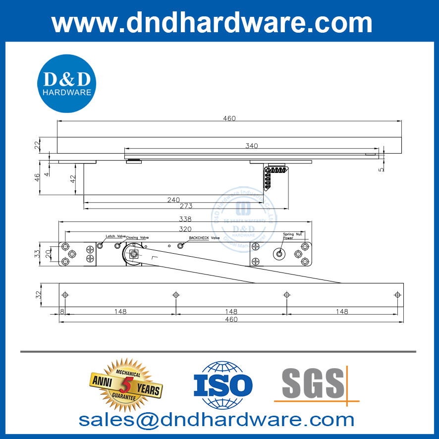 الباب العالمي أقرب إلى سبيكة الألمنيوم المنزلق أقرب مع فحص الظهر DDDC047