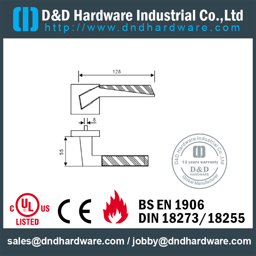 غير القابل للصدأ الصلب 304 مربع مقبض الباب الصلبة لباب المنزل ، DDSH177