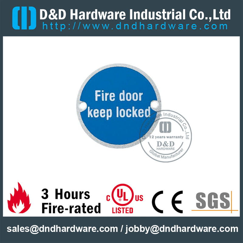 SUS304 حريق باب إشارة التعميم لوحة تسجيل للأبواب الخشبية -DDSP007