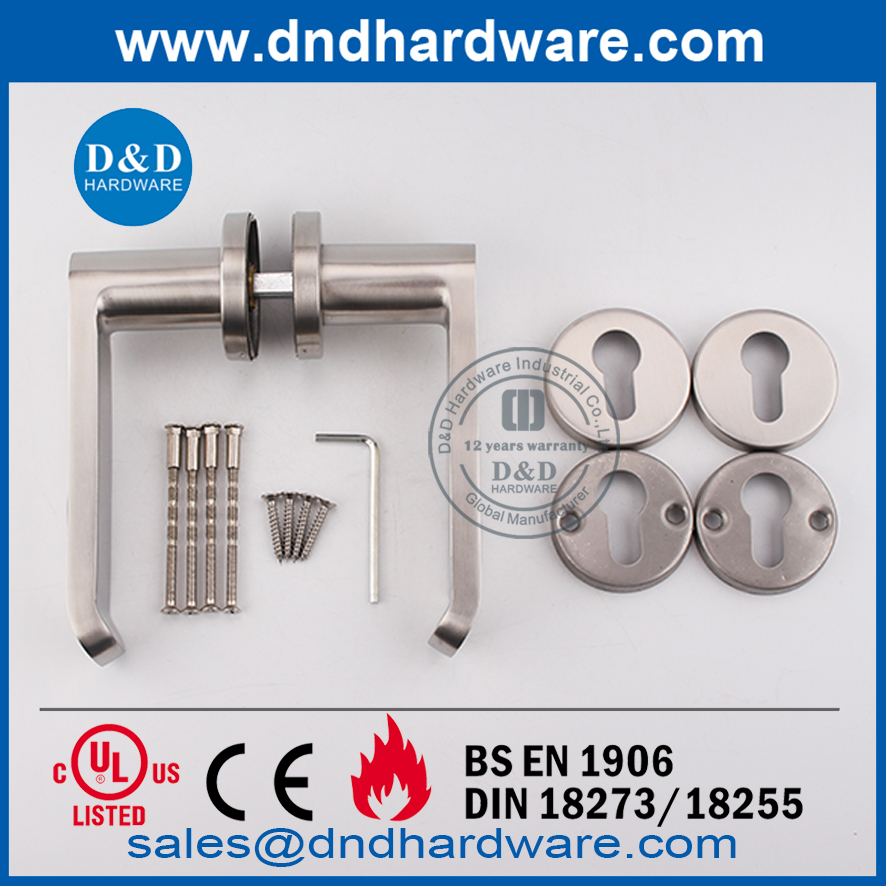 مقبض رافعة نيكل أمان من الفولاذ المقاوم للصدأ للأبواب الصناعية- DDSH028