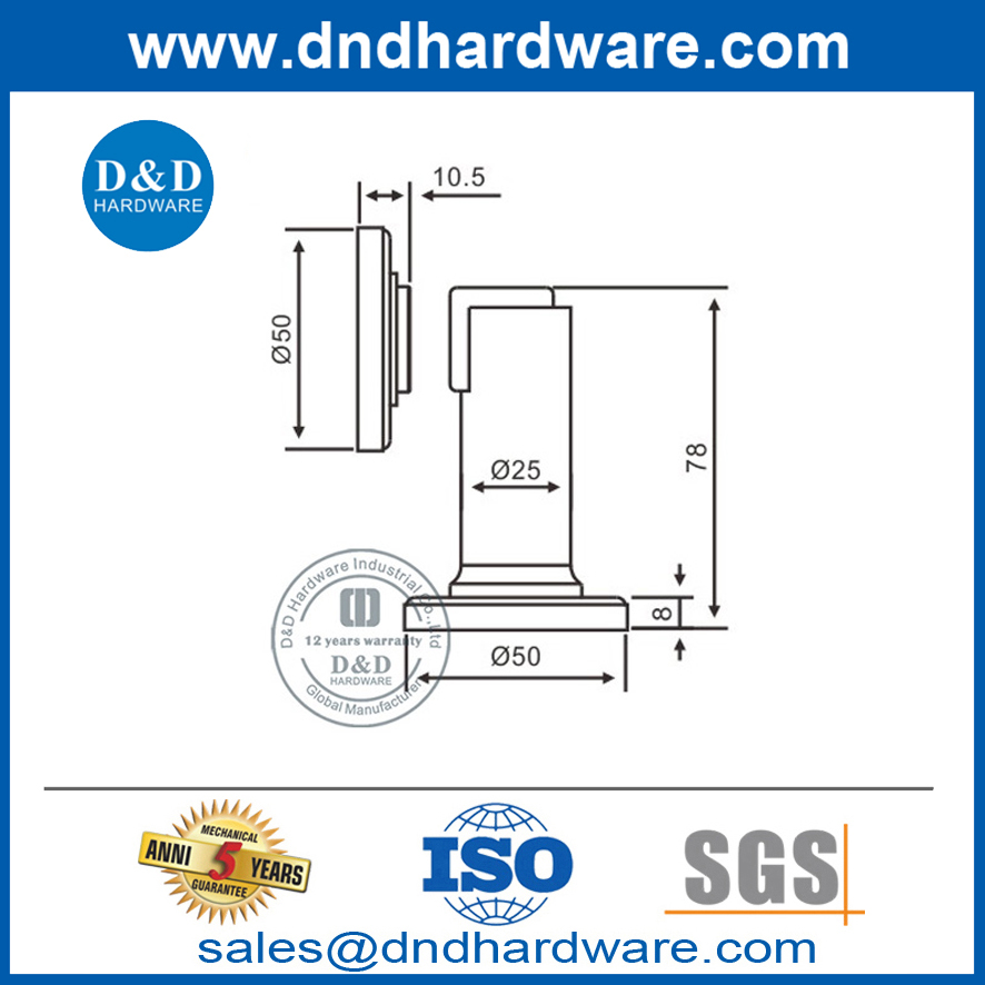 الفولاذ المقاوم للصدأ وظيفة مغناطيسية قوية حامل الباب الصناعي- DDDS030