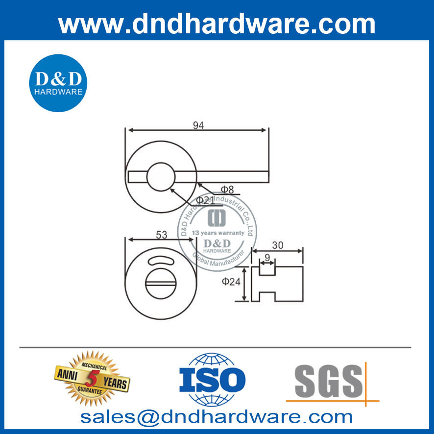 SS304 نوع ذراع Thumbturn وإطلاقه مع مؤشر ل toliet door-ddik006