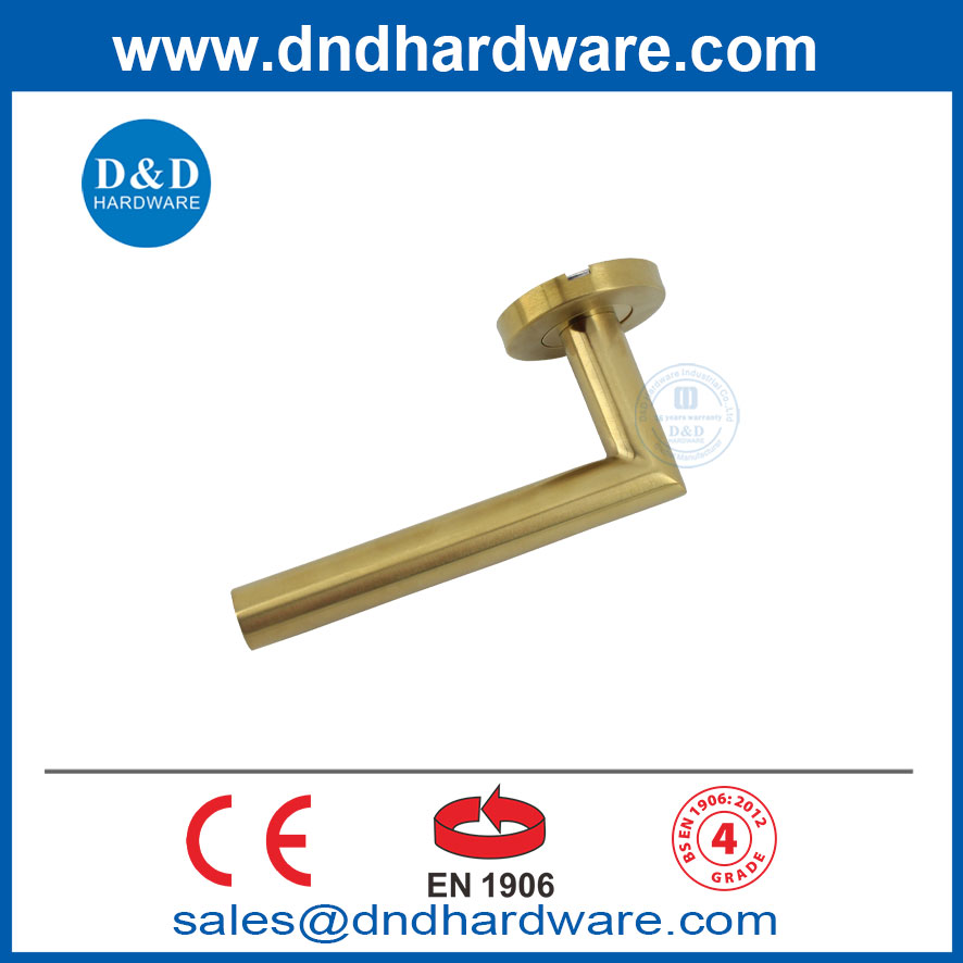 EN1906 SATIN BRASS DESIGN OEM SS304 Interior Lever Door Handled-DDTH003