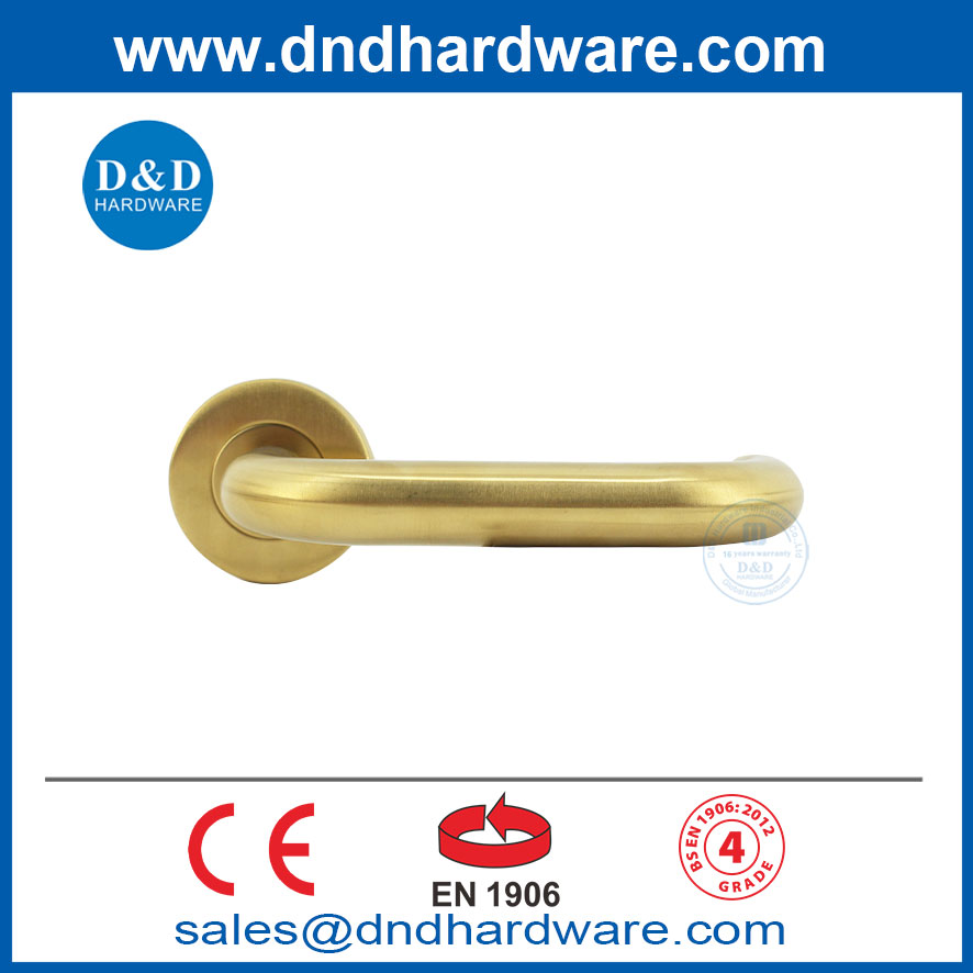 EN1906 SATIN النحاس النحاس الذهبي غرفة نوم مقبض مقبض رافعة الأبواب مقابض DDTH001