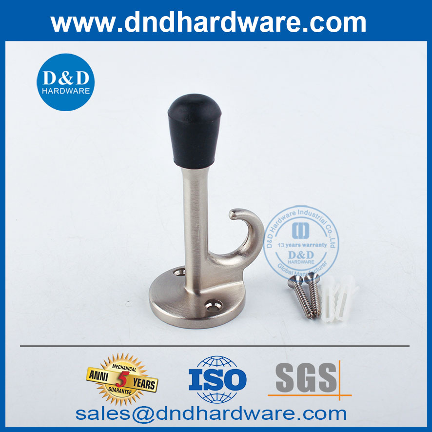 Satin New Nickel Zinc Door Stop مع Hook Hardware-DDDS020
