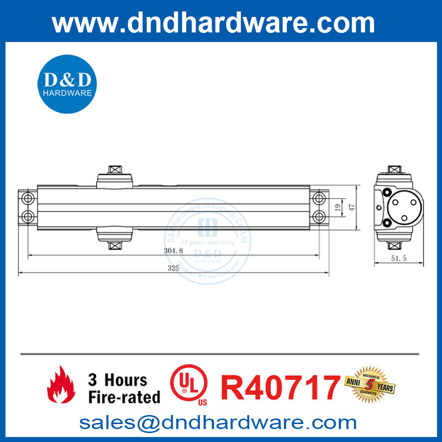 UL Fire Rated Delay Action EN1-EN6 Wooden Door Spring Closer-DDDC059DA
