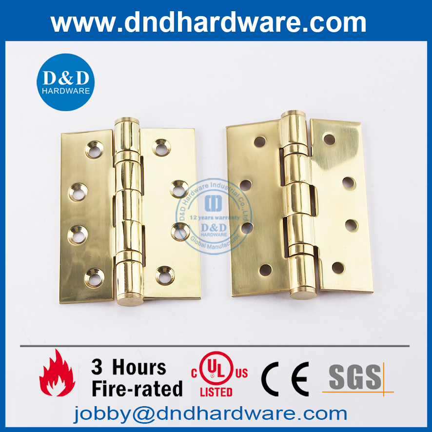 SS304 الانتهاء من النحاس المصقول النار تصنيفها الباب 2BB المفصلي للأبواب الخشبية المعدنية - DDSS001