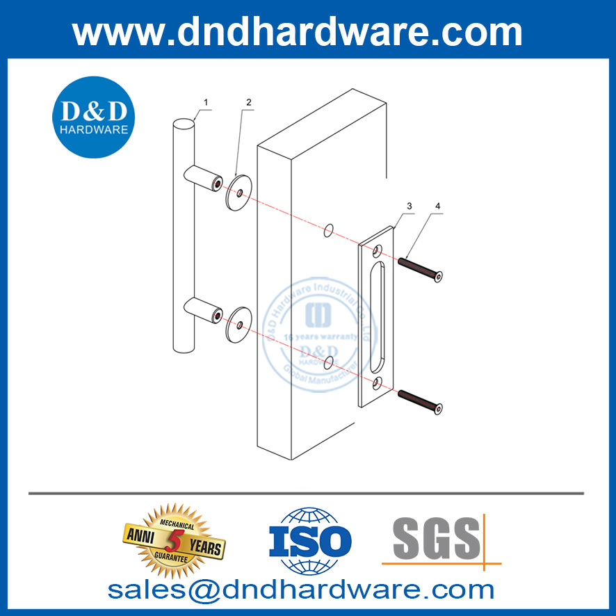 الصلب الكربوني مصقول أنبوب الأنبوب المستديرة مقابض الأبواب المنزلق ddbd102
