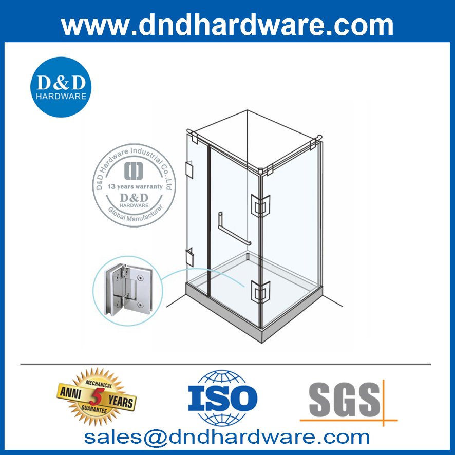مفصلات أبواب زجاجية من الفولاذ المقاوم للصدأ لأبواب Perspex-DDGH002