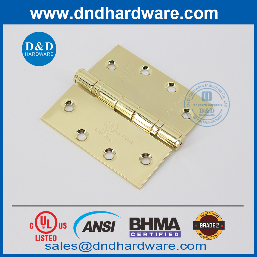 الوزن القياسي ANSI BHMA مصقول النحاس NRP مفصلات الفولاذ المقاوم للصدأ-DDSS001-ANSI-2-4.5x4.5x3.4