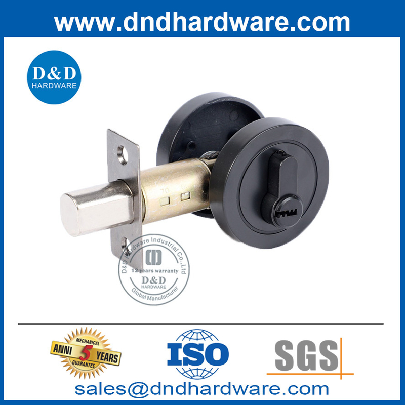 قفل مقبض الباب الأسود deadbolt في سبيكة الزنك للباب الداخلي ddlk029