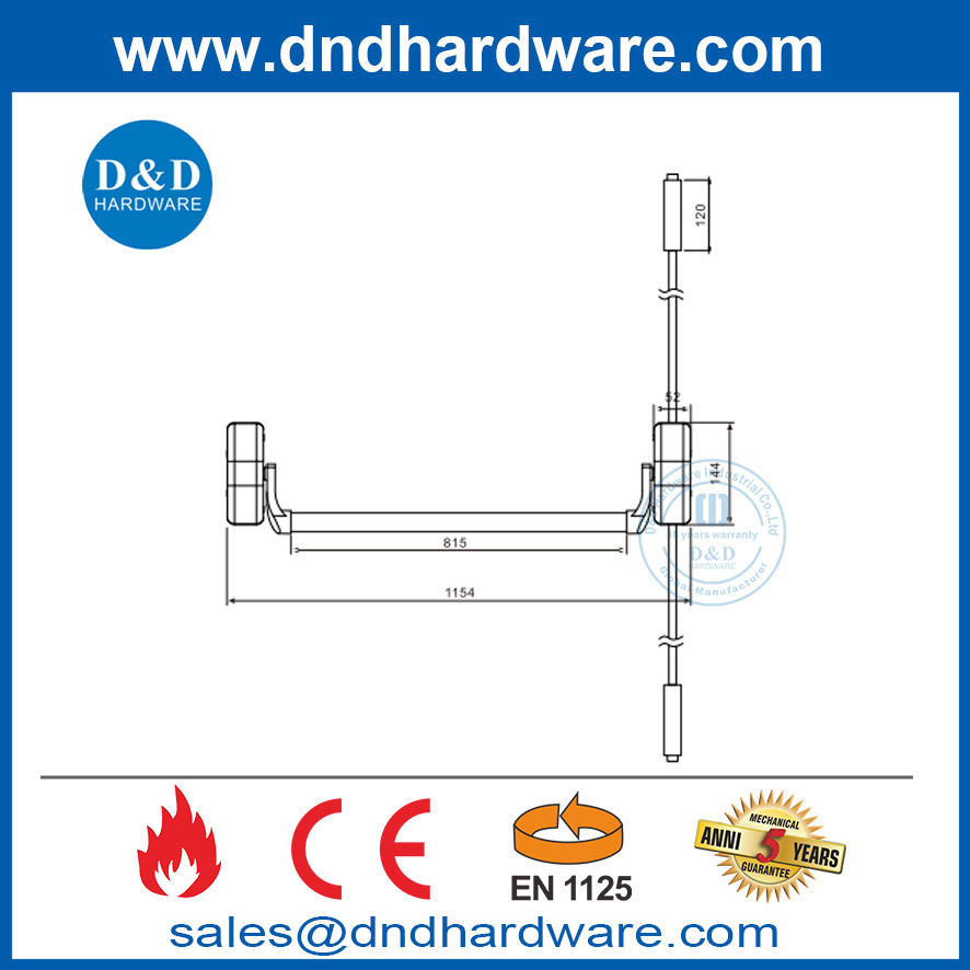 CE EN1125 جهاز خروج الذعر في حالات الطوارئ EN1634 FIRE DOF PANIC BAR-DDPD022