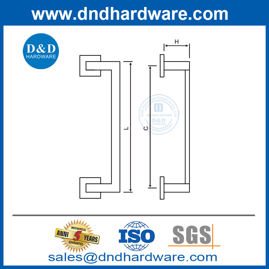 باب الدخول المعاصر التصميم الحديث مقبض سحب زجاجي من الفولاذ المقاوم للصدأ للباب الزجاجي DDPH036
