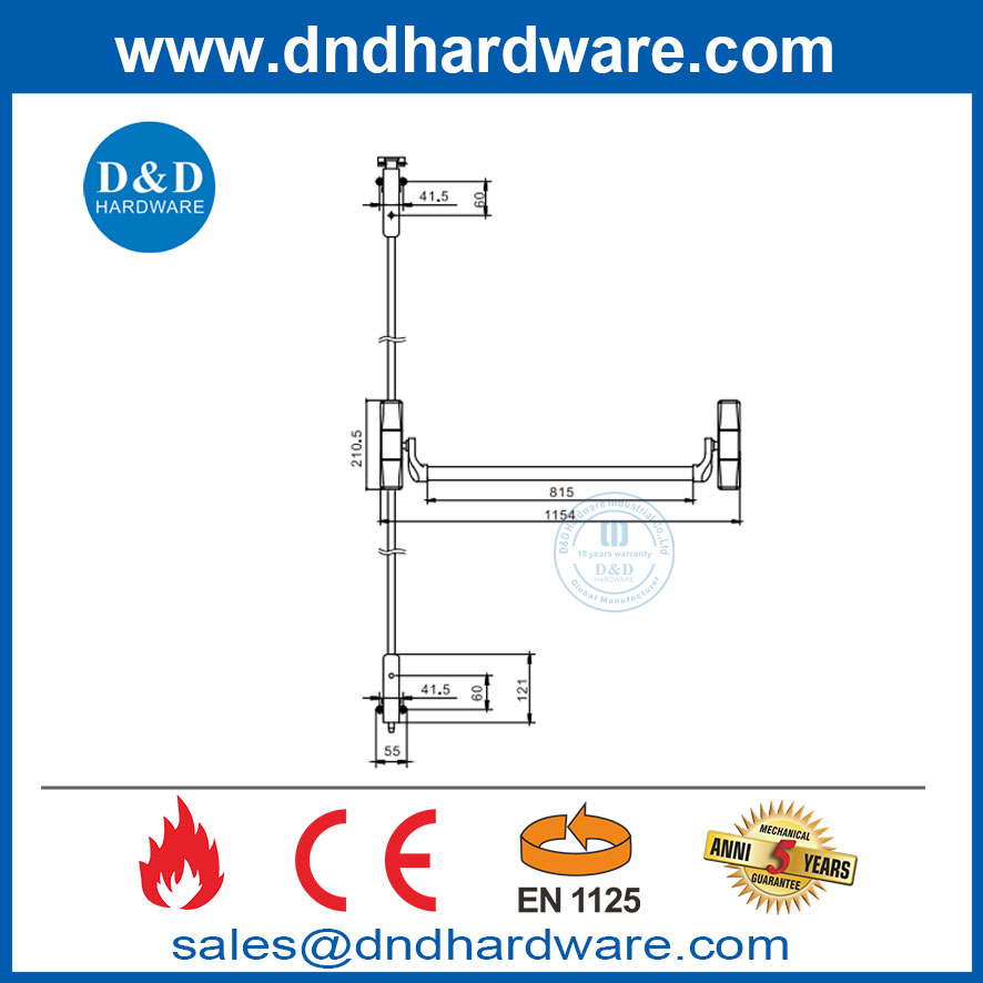 CE Fire Rated Escape Empression Exit Door Push Bar Panic Cross Bars-DDPD048