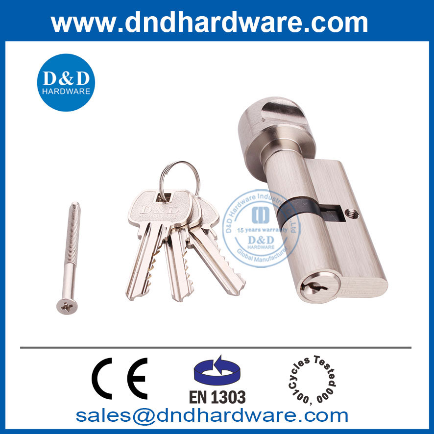 النحاس BS EN1303 SATIN Nickel Thumbturn و Key Single Lock Cylinder-DDLC001
