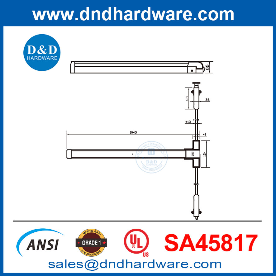UL Steel Panic Bars for Double Doors Emergency Exit Door Bar-DDPD028