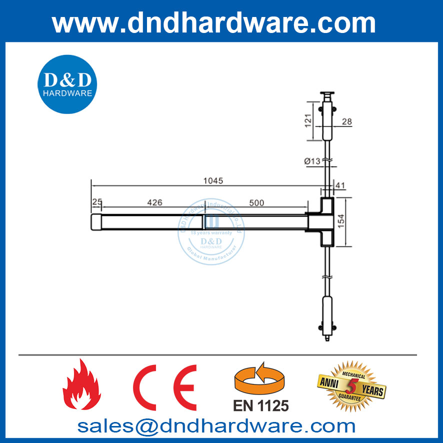 DOOR PUSH BAR BAN DEACIT DEVICE التجاري الطوارئ CE EN1125 لأبواب الحريق-DDPD027