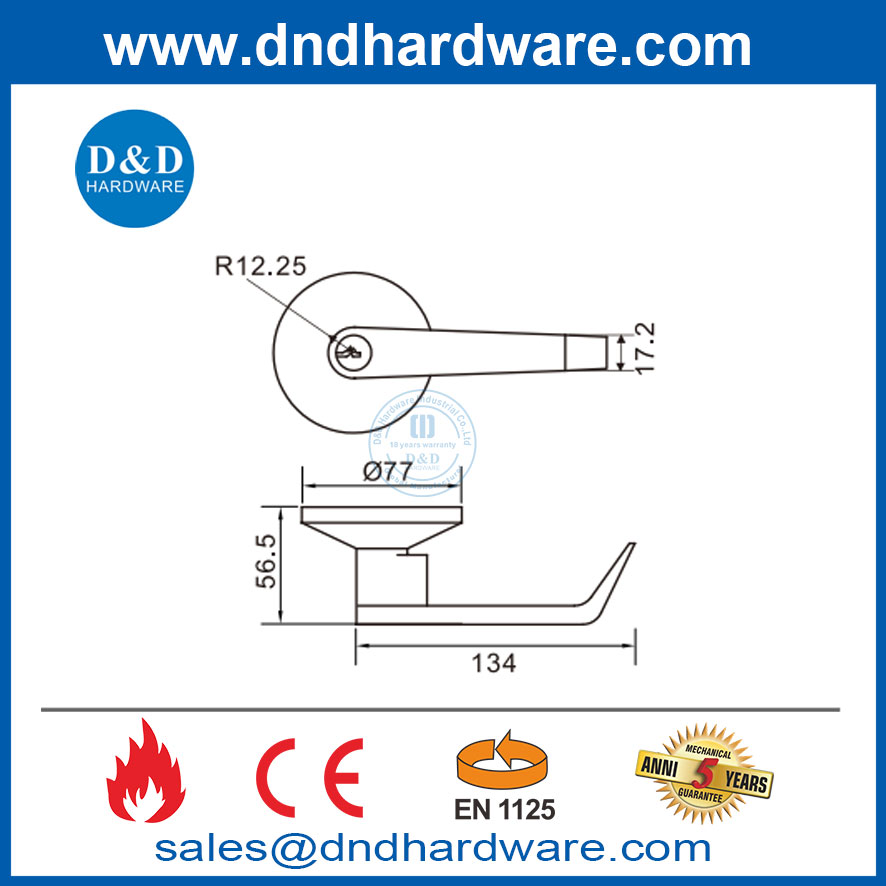 CE Black Lever Trim EN1125 PUSH BAR BAN DANIC EXIT DECTION مع LEVER DDPD012