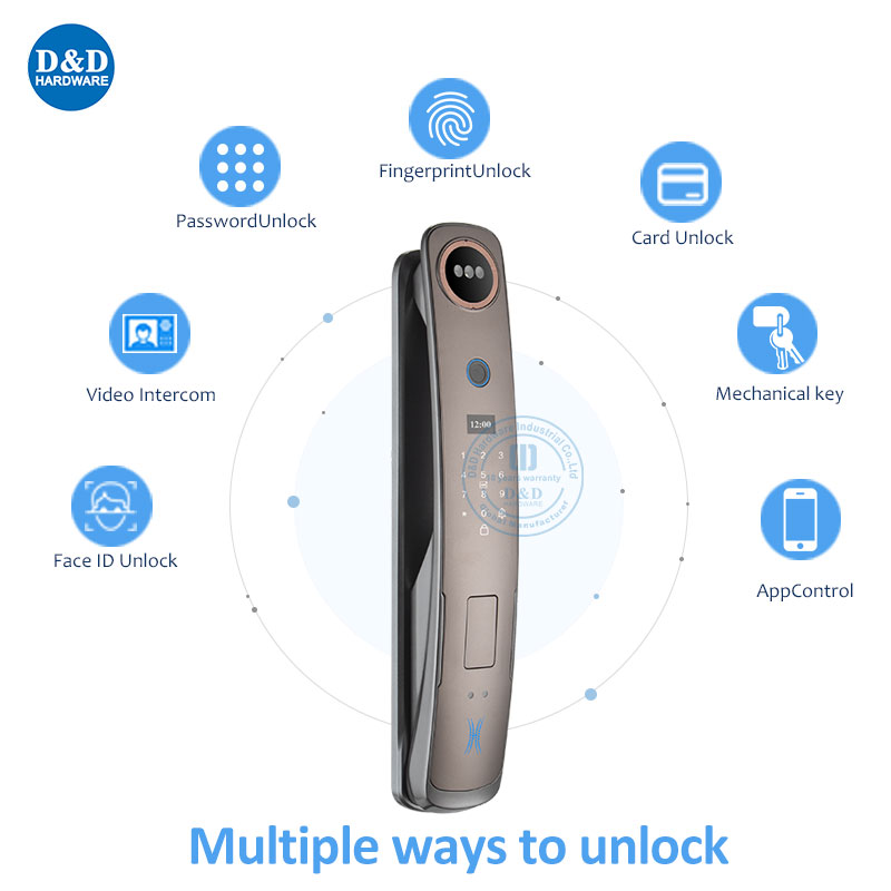 قفل الباب الذكي ثلاثي الأبعاد التعرف على الوجه مع طرق فتح متعددة ddel001
