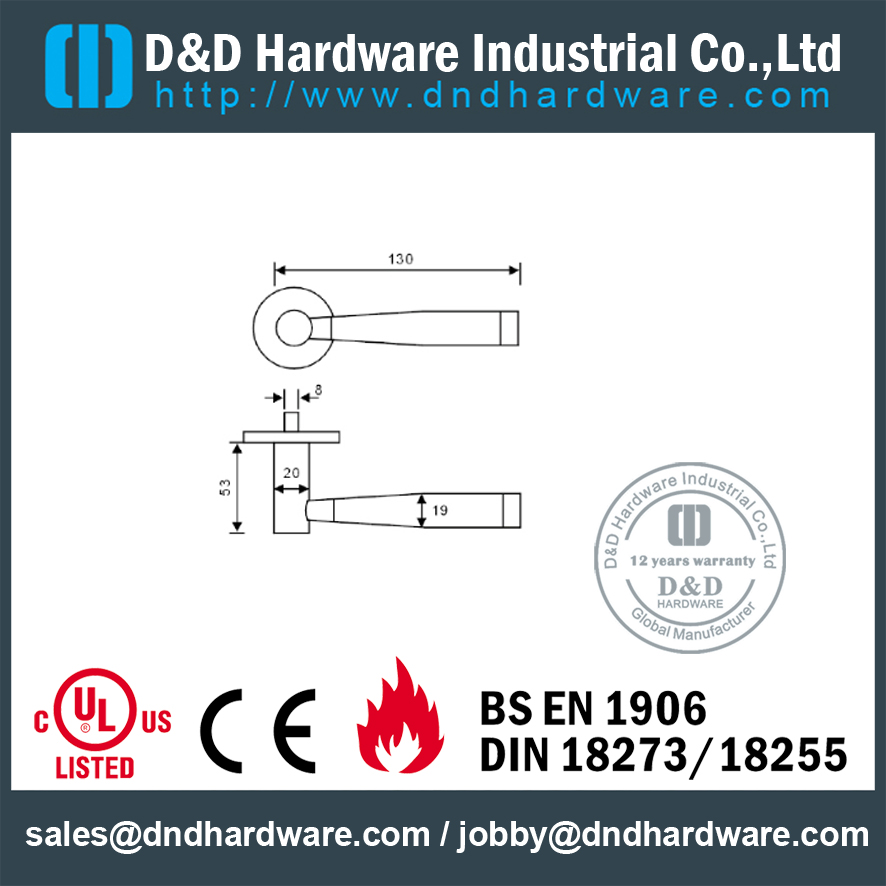 مقبض الباب الصلبة شعبية SS304 لباب الداخلية - DDSH205