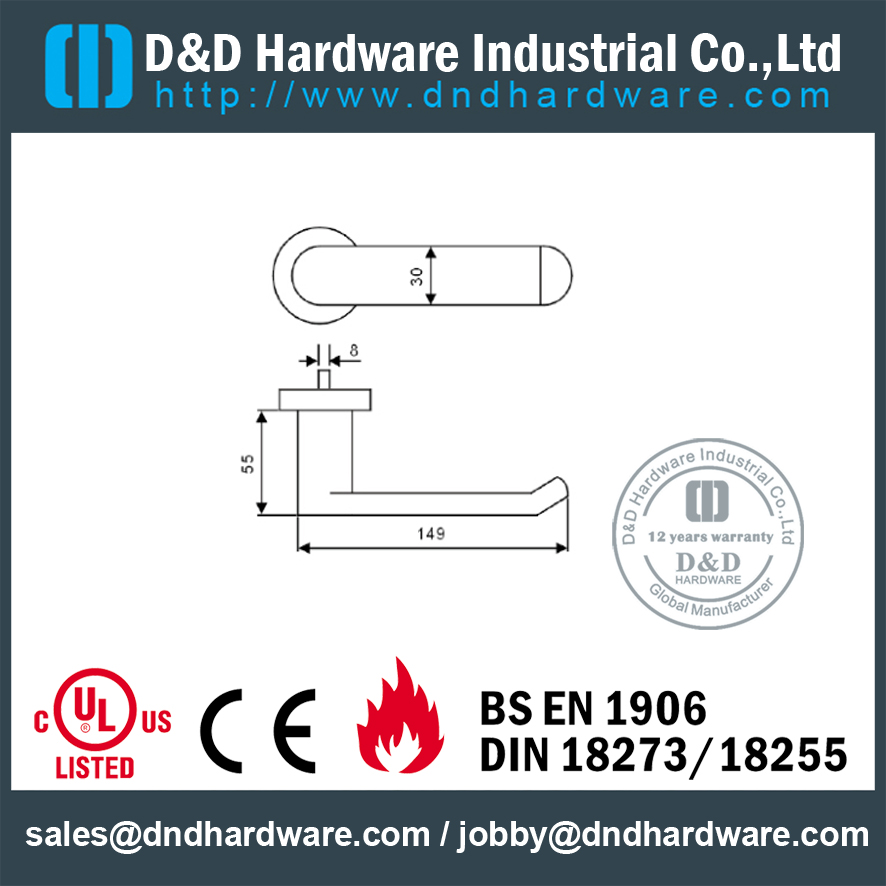 SSS304 مقبض صلب أنيق وعصري لباب غرفة النوم - DDSH120