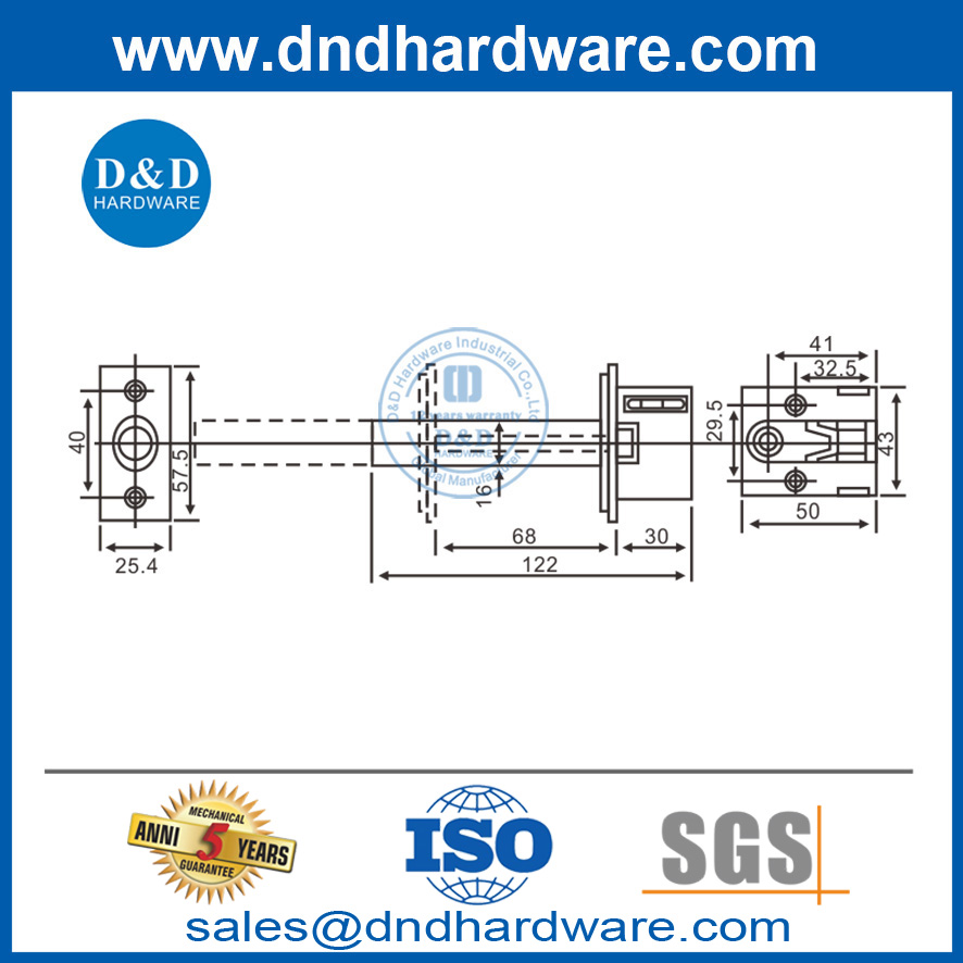 قفل سلسلة الباب المخفي المصنوع من الفولاذ المقاوم للصدأ للباب الأمامي- DDDG002