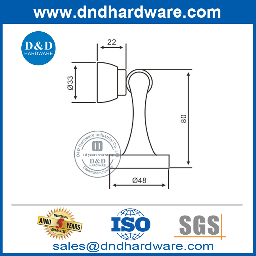 توقف الباب المغناطيسي شديد التحمل من سبائك الزنك للأبواب المعدنية- DDDS028