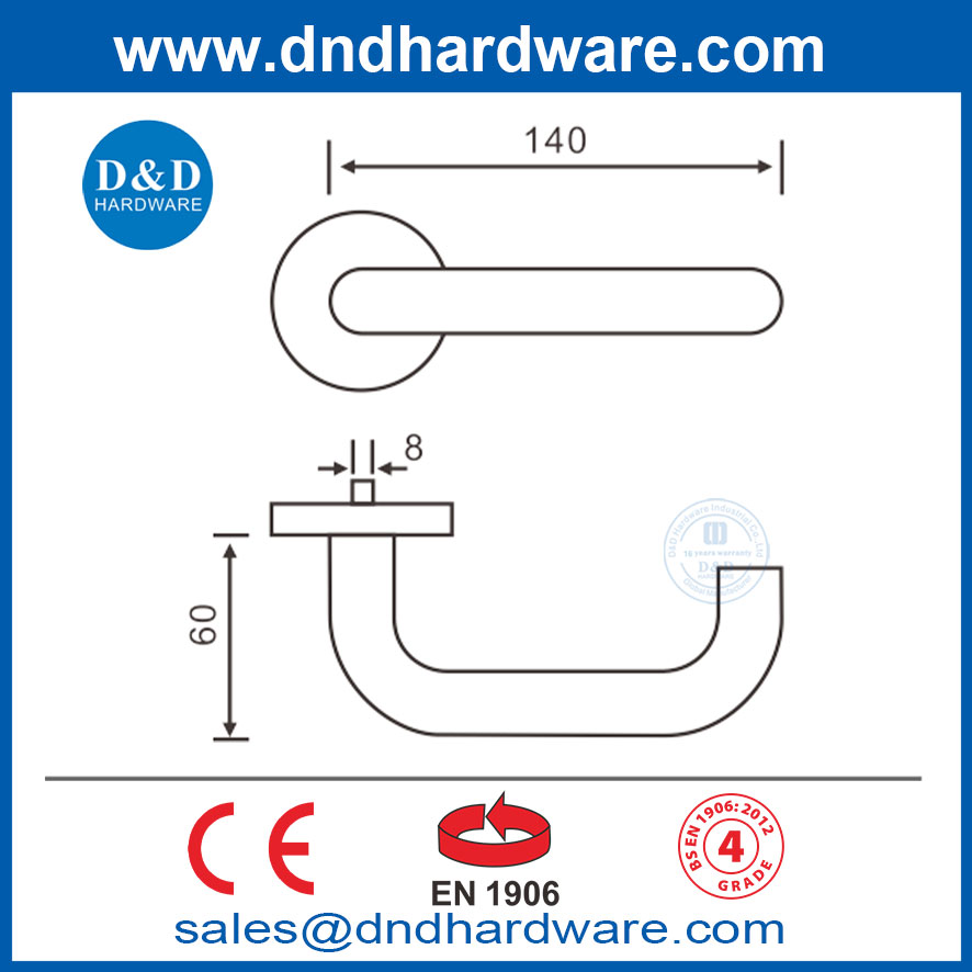 en1906 مقبض الباب أنواع مصقول من الفولاذ المقاوم للصدأ مقابض الباب الحديثة ddth001