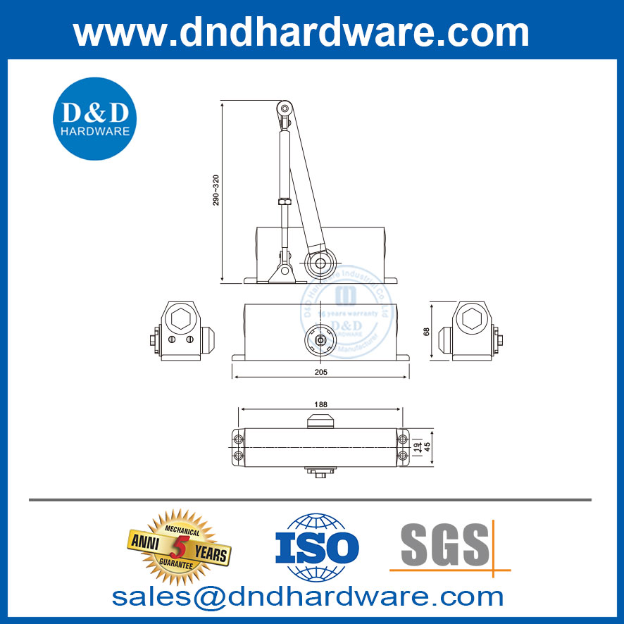 الباب الأقرب إلى باب سبيكة الألومنيوم أقرب مع Hold Open-DDDC003